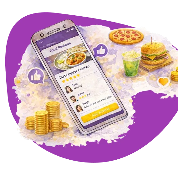 Food review app Pakistan with ratings and fast food